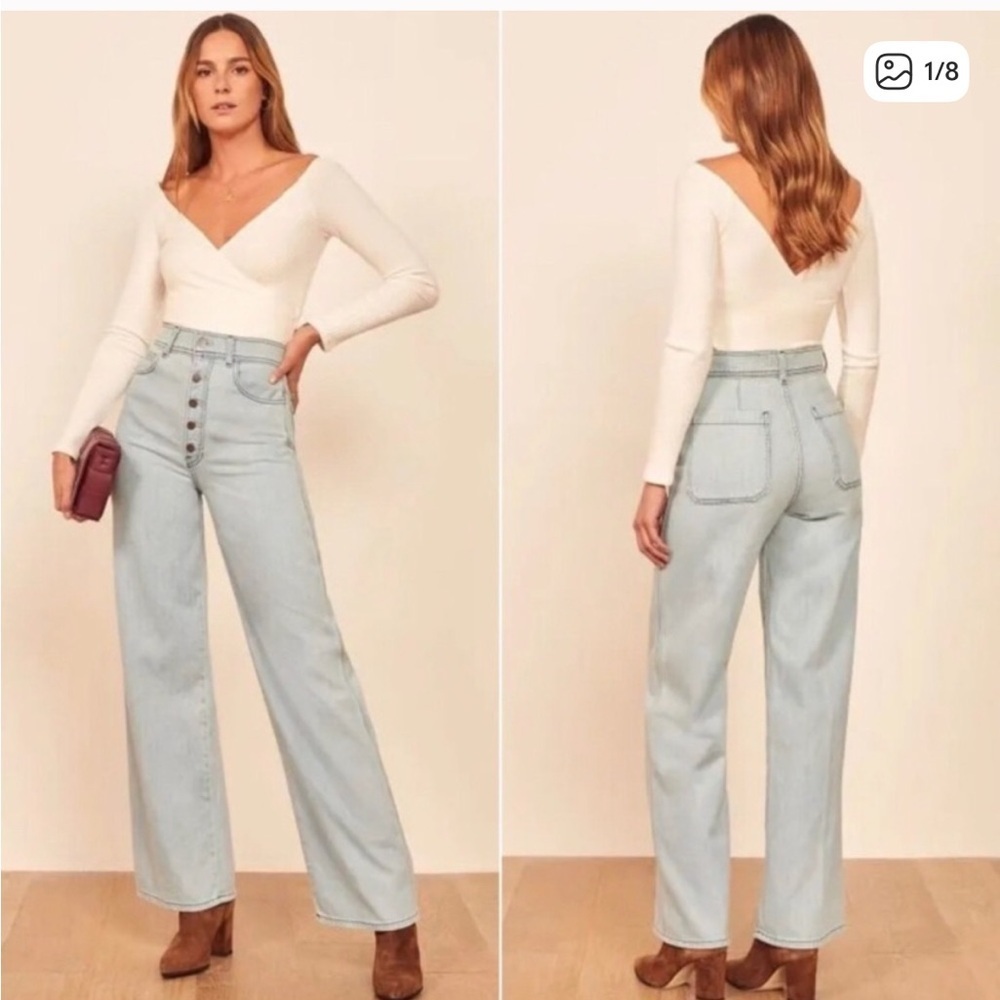 Reformation Olive Jean Light Wash Flare Jeans